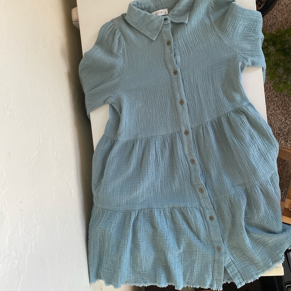 Elegant Light Blue Long Sleeve Dress